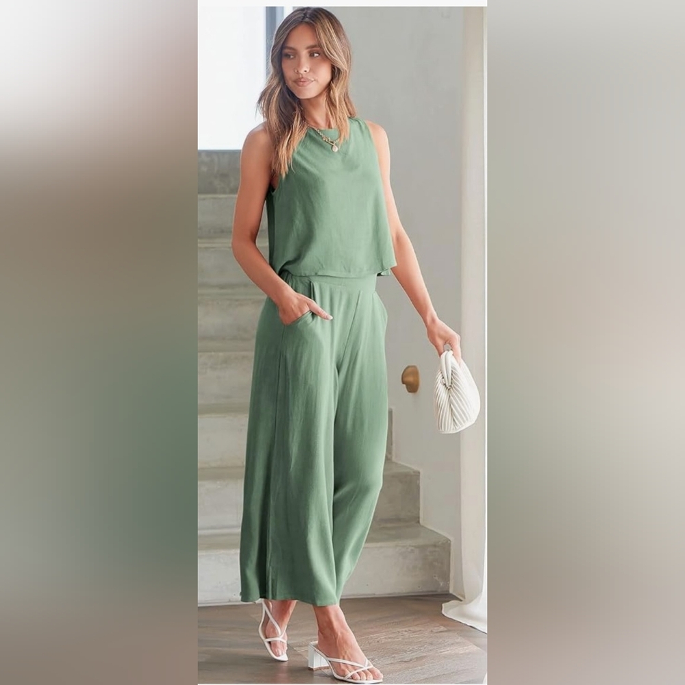 Two-piece Crop-top Jumpsuit